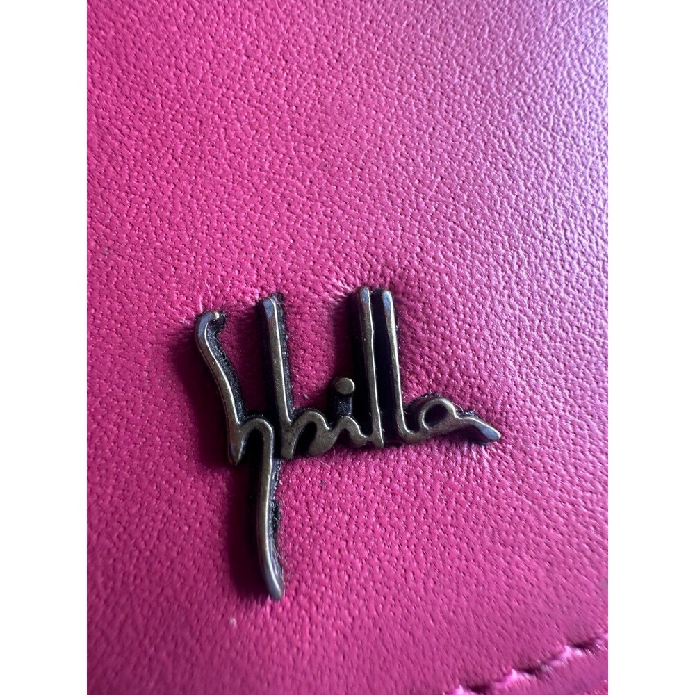 Sybilla Genuine Pink & Yellow Colorblock Leather Compact Bifold Wallet - Picture 2 of 8